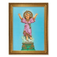 23.5" x 31" Antique Gold Leaf Beveled Frame, Roping Detail with 19" x 27" Divino Nino Textured Art