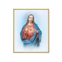 11" x 14" Gold Plaque Frame with a Sacred Heart of Jesus Print