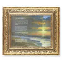 12 1/2" x 14 1/2" Ornate Gold Leaf Antique Frame with 8" x 10" Footprints Print