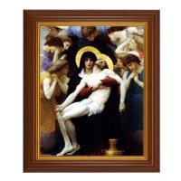 10 1/2" x 12 1/2" Walnut Finish Beveled Frame with 8" x 10" Bouguereau: Pieta Textured Art