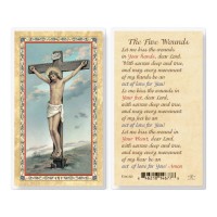 25pk - Five Wounds  Gold Stamped Laminated Holy Card  Pk 25