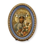 5 1/2" x 7 1/2" Oval Gold-Leaf Frame with a Our Lady of Czestochowa Print