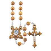 Olive Wood Rosary with a Miraculous Center