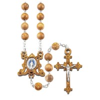 Olive Wood Rosary with a Miraculous Center