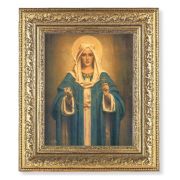 12 1/2" x 14 1/2" Ornate Gold Leaf Antique Frame with 8" x 10" Madonna of the Rosary Print