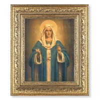 12 1/2" x 14 1/2" Ornate Gold Leaf Antique Frame with 8" x 10" Madonna of the Rosary Print