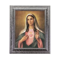 10 1/2" x 12 1/2" Grey Oak Finish Frame with an 8" x 10" Immaculate Heart of Mary Print