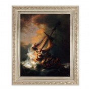 10" x 12" Ornate Silver Frame with a Rembrandt - The Storm on the Sea of Galilee Print