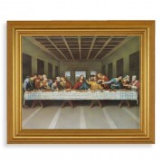 10" x 12" Gold Leaf Finish Beveled Frame with 8" x 10" Davinci: Last Supper Textured Art