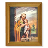 10" x 12" Gold Leaf Finish Beveled Frame with 8" x 10" St. Joseph Textured Art