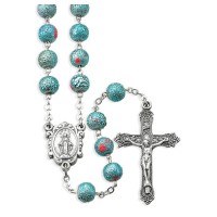 8mm Light Blue Lava Brad Rosary