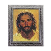 10 1/2" x 12 1/2" Grey Oak Finish Frame with an 8" x 10" Hook: Head of Christ Print