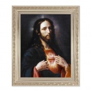 10" x 12" Ornate Silver Frame with a Ponce: The Sacred Heart Print