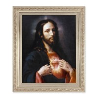 10" x 12" Ornate Silver Frame with a Ponce: The Sacred Heart Print