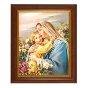 10 1/2" x 12 1/2" Walnut Finish Beveled Frame with 8" x 10" Madonna and Child Textured Art