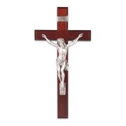 12" Cherry Wood Cross with Fine Pewter Corpus