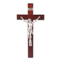 12" Cherry Wood Cross with Fine Pewter Corpus