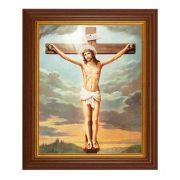10 1/2" x 12 1/2" Walnut Finish Beveled Frame with 8" x 10" Crucifixion Textured Art