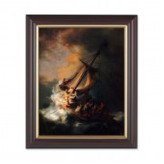 10" x 12" Walnut Frame with Gold Inside Lip and a 8" x 10" Rembrandt - Storm on the Sea of Galilee Print
