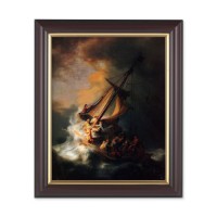10" x 12" Walnut Frame with Gold Inside Lip and a 8" x 10" Rembrandt - Storm on the Sea of Galilee Print
