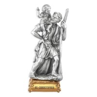4 1/2" Pewter Saint Christopher Statue Gift Boxed