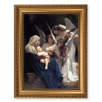 15 1/2" x 19 1/2" Antique Gold Leaf Beveled Frame with Bead Inlay and 12" x 16" Bouguereau: Heavenly Melody Textured Art
