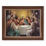 13 1/2" x 16 9/16" Walnut Finished Frame with 11" x 14" Bonella: Last Supper Textured Art