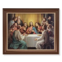 13 1/2" x 16 9/16" Walnut Finished Frame with 11" x 14" Bonella: Last Supper Textured Art