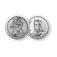 10pk - Saint Christopher Travelers and Saint Raphael Pocket Coin (Sold in Inc. of 10)