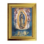 6 3/4" X 8 3/4" Gold Leaf Finish Frame with 5" X 7" Our Lady of Guadalupe Textured Art
