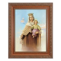 8.25" x 10.25" Ornate Wood Frame with a 6" x 8" Our Lady of Mt. Carmel Print