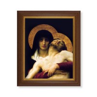 10 1/2" x 12 1/2" Walnut Finish Beveled Frame with 8" x 10" Pieta Textured Art