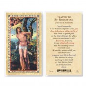25pk - Prayer To Saint Sebastian  Gold Stamped Laminated Holy Card  Pk 25