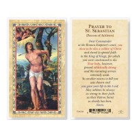 25pk - Prayer To Saint Sebastian  Gold Stamped Laminated Holy Card  Pk 25