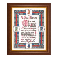 10 1/2" x 12 1/2" Walnut Finish Beveled Frame with 8" x 10" Irish Blessing Textured Art