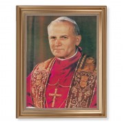 13 1/2" x 16 9/16" Gold Leaf Antique Finished Frame with 11" x 14" Saint John Paul II Textured Art