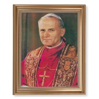 13 1/2" x 16 9/16" Gold Leaf Antique Finished Frame with 11" x 14" Saint John Paul II Textured Art
