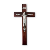 12" Genuine Cherry Wood Cross with Fine Pewter Corpus