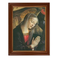 15 1/2" x 19 1/2" Walnut Finish Frame with Gold Accent and a 12" x 16" Ghirlandaio: Praying Madonna Textured Art