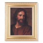 10 1/4" x 12 1/4" Satin Gold Frame with an 8" x 10" Head of Christ Print