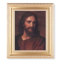 10 1/4" x 12 1/4" Satin Gold Frame with an 8" x 10" Head of Christ Print