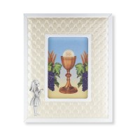 8" x 10" Standing Communion Girl Figure with White Synthetic Leather Picture Frame for 4" x 6" Photos 8" x 10" Standing Communion Girl Figure with White Synthetic Leather Picture Frame for 4" x 6" Photos
