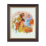 10" x 12" Walnut Frame with Gold Inside Lip and a 8" x 10" Jesus the Carpenter Print