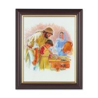 10" x 12" Walnut Frame with Gold Inside Lip and a 8" x 10" Jesus the Carpenter Print