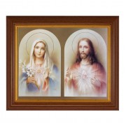 10 1/2" x 12 1/2" Walnut Finish Beveled Frame with 8" x 10" The Sacred Hearts Textured Art