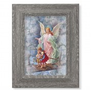 7 1/2" x 9 1/2" Grey Weathered Frame with Guardian Angel Artwork on Wood Plaque
