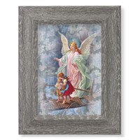 7 1/2" x 9 1/2" Grey Weathered Frame with Guardian Angel Artwork on Wood Plaque