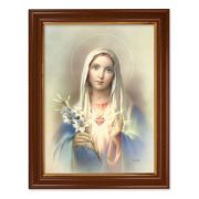 15 1/2" x 19 1/2" Walnut Finish Frame with Gold Accent and a 12" x 16" Immaculate Heart of Mary Textured Art