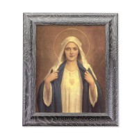 10 1/2" x 12 1/2" Grey Oak Finish Frame with an 8" x 10" Immaculate Heart of Mary Print