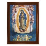 23.5" x 31" Walnut Finished Beveled Frame with 19" x 27" Our Lady of Guadalupe with Angels Textured Art